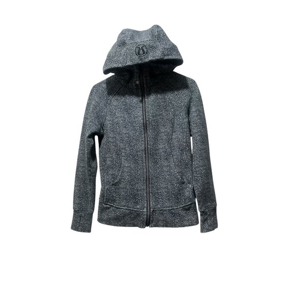 Lululemon Scuba Hoodie Y2K Womens 4 Gray Luminesce Splatter Embroidered Logo - Picture 2 of 16